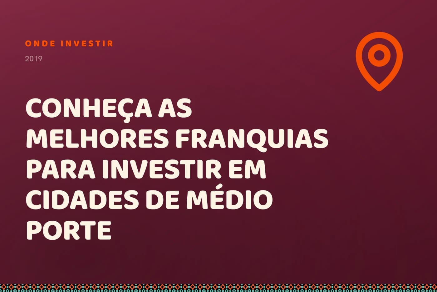 Capa da matéria: o título sobre campo bordô, com um alfinete de mapa no canto.